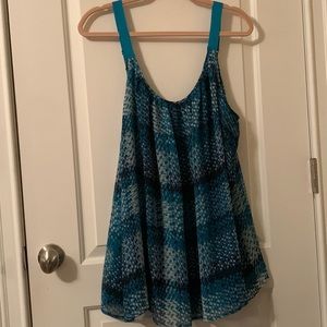 Lane Bryant swing tank blues, black & white size 28 lined in solid aqua blue.